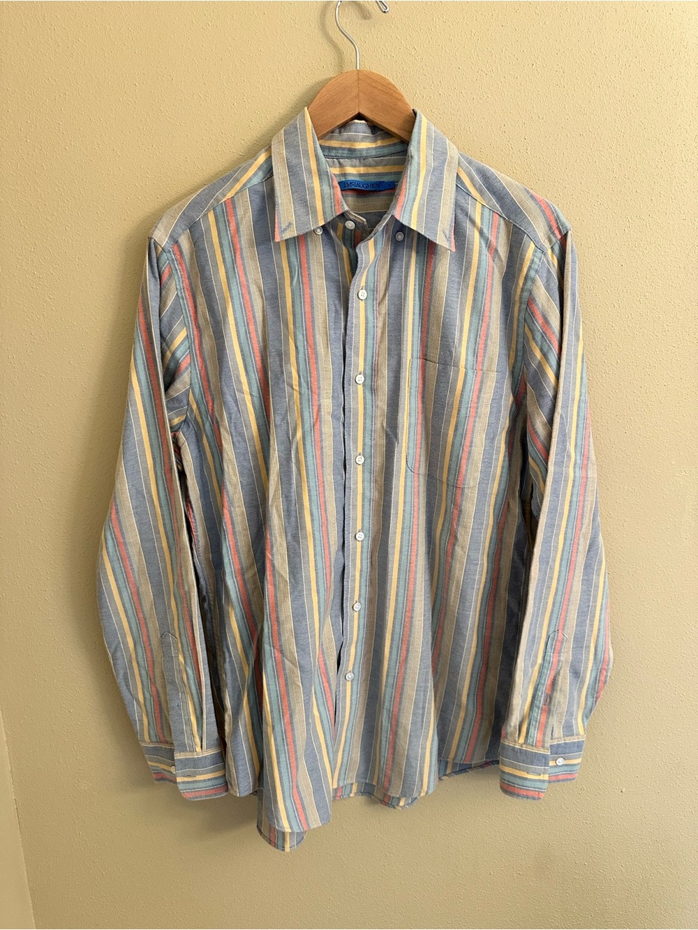 J McLaughlin Mens Size Medium Striped Cotton Button Down Shirt